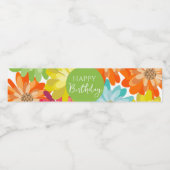 ハッピーバースデーカラフル春の花 ペットボトルラベル (シングルラベル)