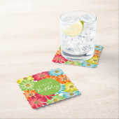 ハッピーバースデーカラフル春の花 ペーパーコースター (インサイチュ)
