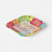ハッピーバースデーカラフル春の花 ペーパープレート (傾斜あり)