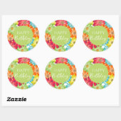 ハッピーバースデーカラフル春の花 ラウンドシール (シート)