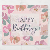 ハッピーバースデーカラフル春の花 リキュールボトルラベル (シングルラベル)