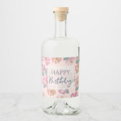 ハッピーバースデーカラフル春の花 リキュールボトルラベル (正面)