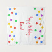 ハッピーバースデーカラフル紙吹雪パーティー タペストリー (正面(横))