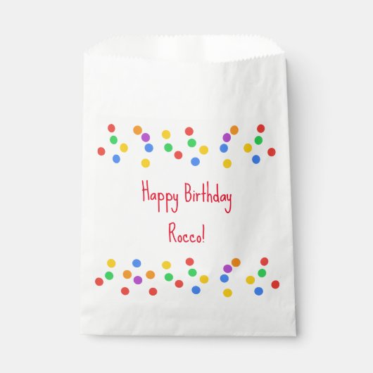 ハッピーバースデーカラフル紙吹雪パーティー フェイバーバッグ (正面)
