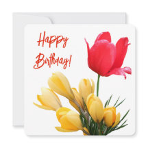 ハッピーバースデーカラフル赤チューリップ黄色粘液