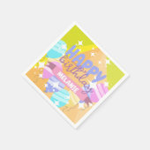 ハッピーバースデーカラフル風船が輝く スタンダードカクテルナプキン (角)