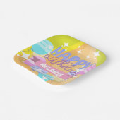 ハッピーバースデーカラフル風船が輝く ペーパープレート (傾斜あり)