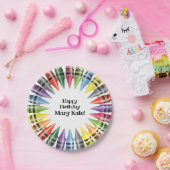 ハッピーバースデーカラフル・クレヨンズ・キッズ ペーパープレート (パーティー)