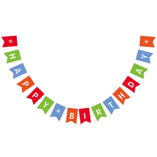 ハッピーバースデーカラフル バンティングフラッグ (全)