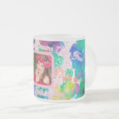 ハッピーバースデーカラフル《写真》ぼけ味泡ピンク写真 フロストグラスマグカップ (正面右)