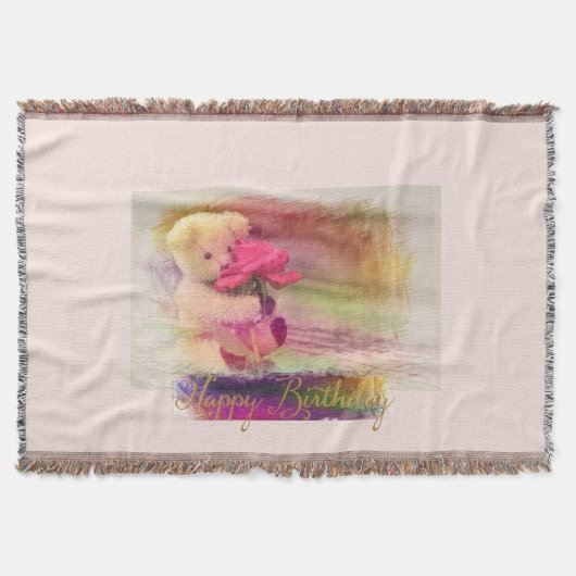ハッピーバースデーカラーバーストベア スローブランケット (正面)