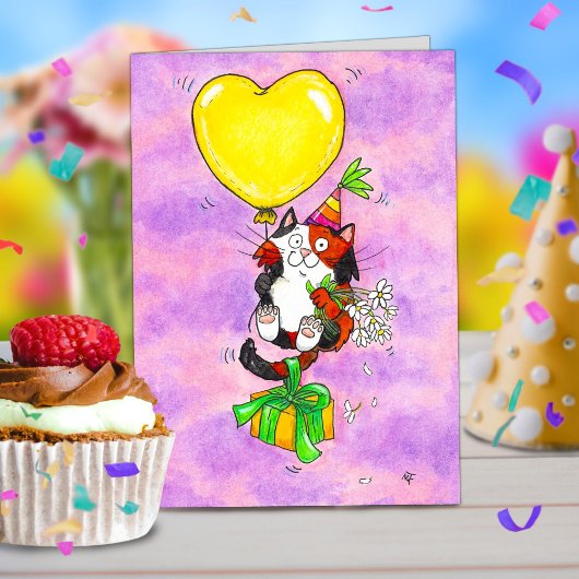 ハッピーバースデーカリコキャットグリーティングカード サンキューカード