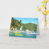 ハッピーバースデーカリブのスタイル カード (黄色い花)