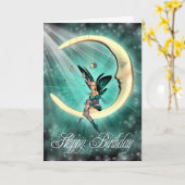 ハッピーバースデーカワイト2月ムーンフェアリー カード (黄色い花)