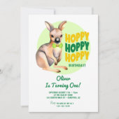ハッピーバースデーカンガルー1歳誕生日 招待状 (正面)