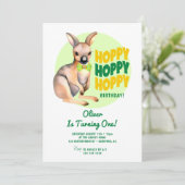 ハッピーバースデーカンガルー1歳誕生日 招待状 (スタンド正面)