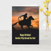 ハッピーバースデーカントリーウエスタンカウボーイ カード (黄色い花)