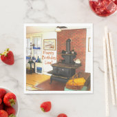 ハッピーバースデーカントリーキッチンウッドストーブ スタンダードランチョンナプキン (インサイチュ)