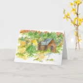 ハッピーバースデーカントリーキャビンデザートランドスケープ カード (黄色い花)