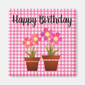 ハッピーバースデーカントリーピンクジンガムフローラ磁石 マグネット (正面)