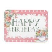 ハッピーバースデーカントリーピンク水玉模様ギフトマグネット マグネット (横)