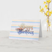 ハッピーバースデーカーカッコいいドグラフィティ文字 カード (黄色い花)