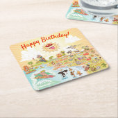 ハッピーバースデーカートゥーンカリフォルニアスクエアコースター スクエアペーパーコースター (アングル)