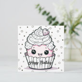 ハッピーバースデーカードかわいいカップケーキ サンキューカード (スタンド正面)