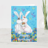 ハッピーバースデーカードかわいいカップルbunny カード (正面)