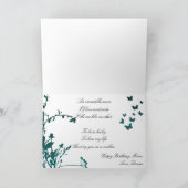 ハッピーバースデーカードさくらんぼブロッサムヴィンテージティール（緑がかった色） カード (内部)