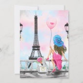 ハッピーバースデーカードで気球を持つパリの女性 (裏面)
