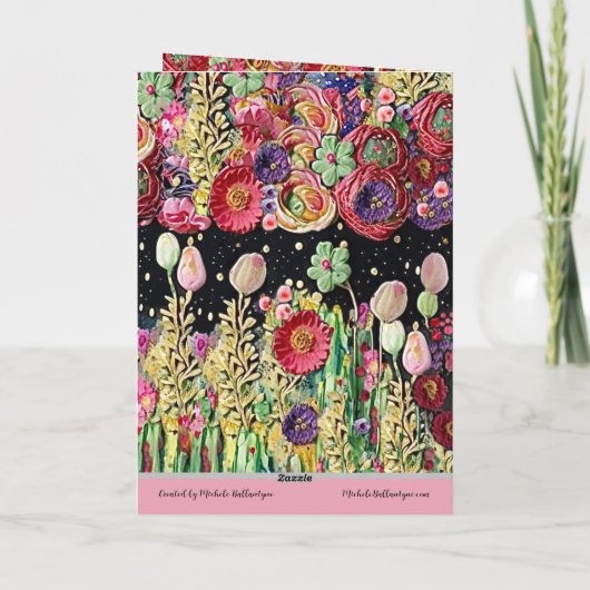 ハッピーバースデーカードとアールデコケーキと風船 カード (裏面)