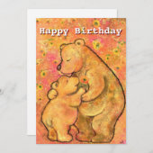 ハッピーバースデーカードとママとベビーベアラブ (正面/裏面)