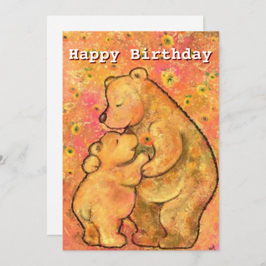 ハッピーバースデーカードとママとベビーベアラブ (正面/裏面)