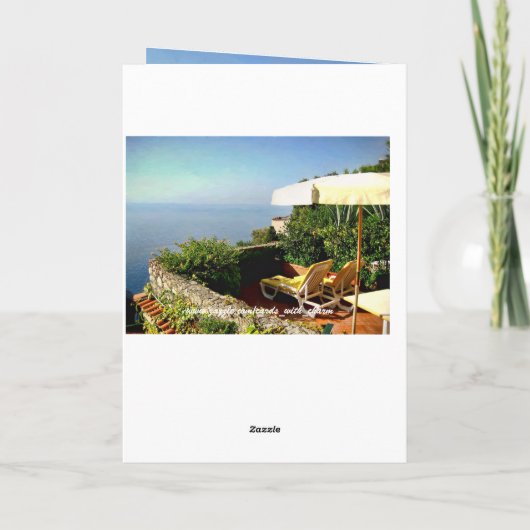 ハッピーバースデーカードと風光明媚な水景色。 カード (裏面)