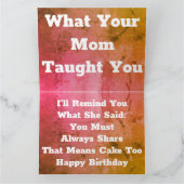 ハッピーバースデーカードの内外のパーソナライズ カード (内部)