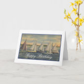 ハッピーバースデーカードを航海するヴィンテージ カード (黄色い花)