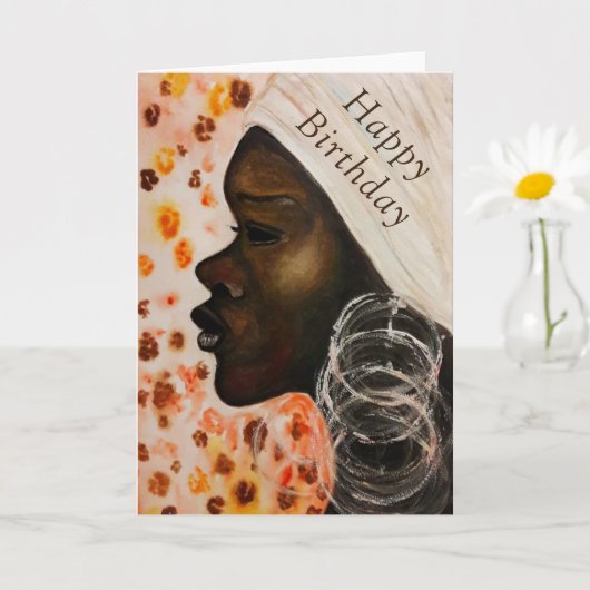 ハッピーバースデーカードアフリカ美しいガール カード (小さな植物)