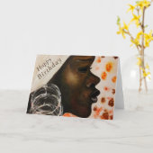 ハッピーバースデーカードアフリカ美しい女性 カード (黄色い花)