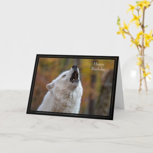 ハッピーバースデーカードウルフ カード (黄色い花)