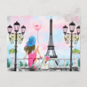 ハッピーバースデーカードウーマンインパリ – エッフェルタワー ポストカード (裏面)