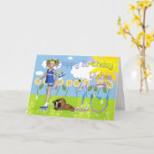 ハッピーバースデーカードカウト小さな女の子10誕生日 カード (黄色い花)