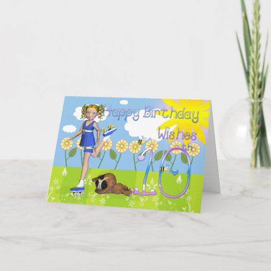 ハッピーバースデーカードカウト小さな女の子10誕生日 カード (正面)