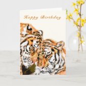 ハッピーバースデーカードカップルタイガースハグ カード (黄色い花)