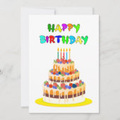 ハッピーバースデーカードカラフル文字とケーキ シーズンカード (正面)