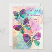 ハッピーバースデーカードカラフル蝶 (正面)