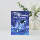 ハッピーバースデーカードキラー鯨オンフルムーン ポストカード (スタンド正面)