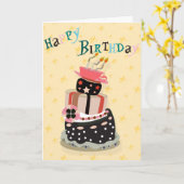 ハッピーバースデーカードケーキの積み重ね カード (黄色い花)