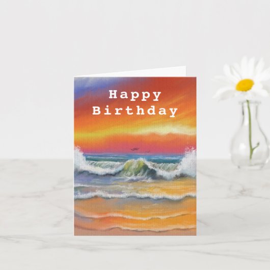 ハッピーバースデーカードシーサンセット絵画ズ カード (小さな植物)