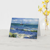 ハッピーバースデーカードセーリングボート上の海波 カード (黄色い花)